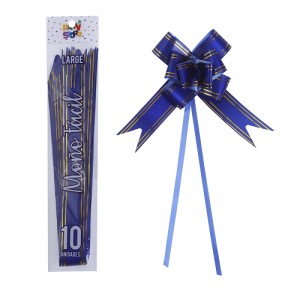 MOÑO FACIL GRANDE AZUL BORDE DORADO x 10un.