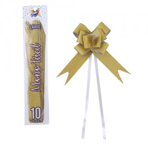 MOÑO FACIL GRANDE DORADO GLITTER x 10un.