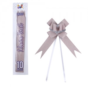 MOÑO FACIL GRANDE ROSA GOLD GLITTER x 10un.