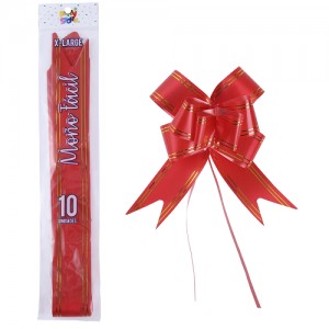 MOÑO FACIL GIGANTE ROJO BORDE DORADO x 10un.