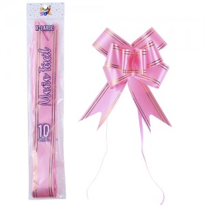 MOÑO FACIL GIGANTE ROSA BORDE DORADO x 10un.