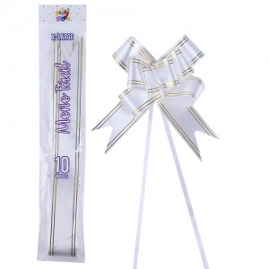 MOÑO FACIL GIGANTE BLANCO BORDE DORADO x 10un.