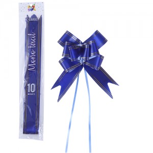 MOÑO FACIL GIGANTE AZUL BORDE DORADO x 10un.