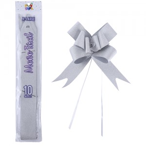 MOÑO FACIL GIGANTE PLATEADO GLITTER x 10un.