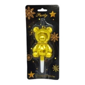 Vela Osito Facetado Dorado 9cm