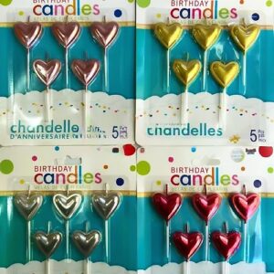PACK DE 5 VELAS MODELO CORAZON EN BLISTER
