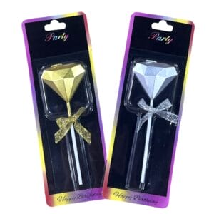 Vela Diamante Dorado con Moño