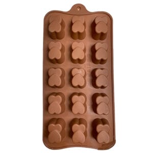 MOLDE SILICONA BOMBONES 15 CORAZONES DOBLES