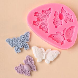 MOLDE SILICONA 3 MARIPOSAS DECORADA