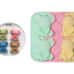 MOLDE SILICONA TRICOLOR 4 KOALAS