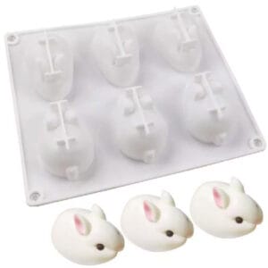 MOLDE SILICONA 6 CONEJOS DE PASCUA