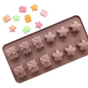 MOLDE SILICONA 12 BOMBONES 6 REGALOS 6ESTRELLAS