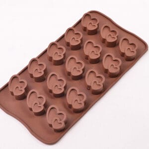 MOLDE SILICONA p/15 BOMBONES CORAZON DOBLE