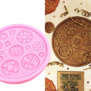 MOLDE SILICONA ROSA 17 ENGRANAJES REDONDOS