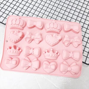 MOLDE SILICONA 16 CORAZONES MOÑO CORONA