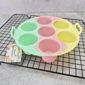 MOLDE SILICONA TRICOLOR 7 CIRCULOS p/FLAN c/MANIJA