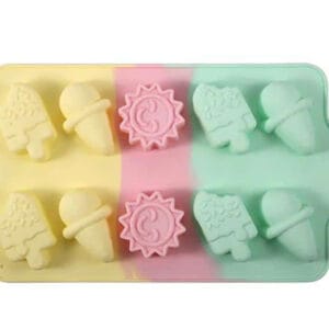 MOLDE SILICONA TRICOLOR 10 FIGURAS HELADOS + SOL