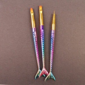 SET 3 PINCELES p/NAIL ART COLA DE SIRENA DIFERENTES PUNTAS