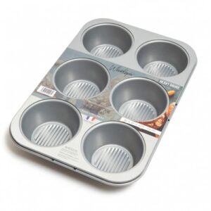 Whiskspro® Heavy Gauge - Muffin Pan (Molde Muffing) 6 Cup 32 X 22 X 4Cm - 0.8 Mm