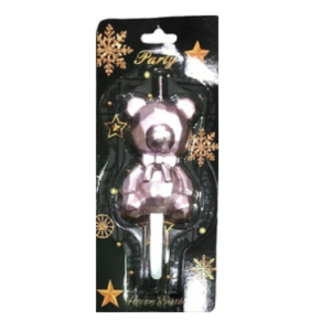 Vela Osito Facetado Rosado 9cm