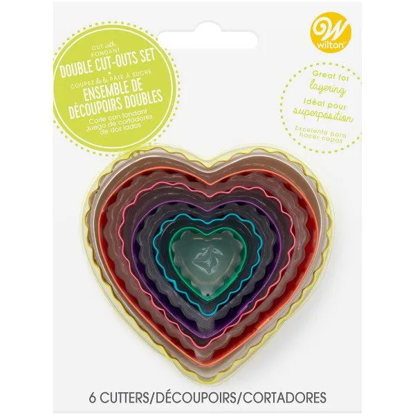 Set X 6 Cortantes - Bordes Lizos Y Rizados - Corazones (Wilton) - Imagen 5