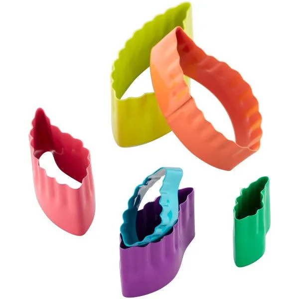 Set X 6 Cortantes - Bordes Lizos Y Rizados - Hojas (Wilton)