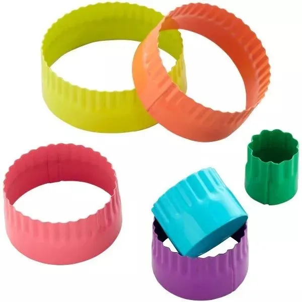 Set X 6 Cortantes - Bordes Lizos Y Rizados - Redondos (Wilton)