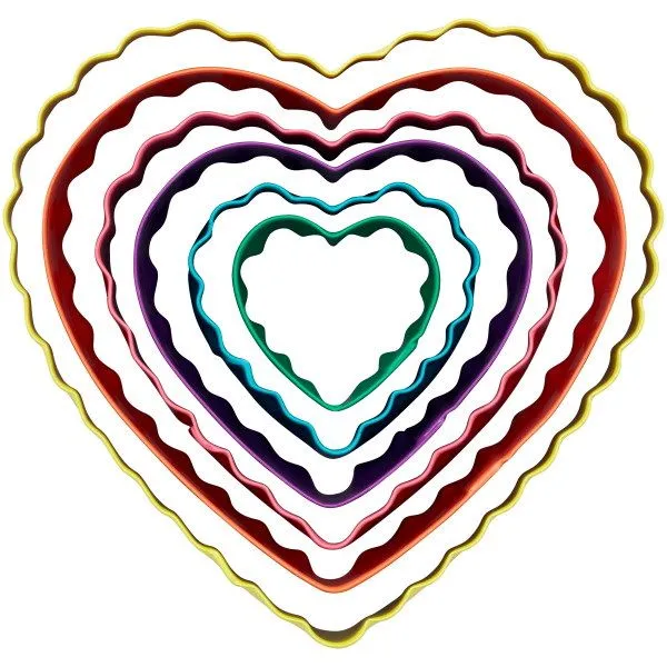 Set X 6 Cortantes - Bordes Lizos Y Rizados - Corazones (Wilton) - Imagen 3