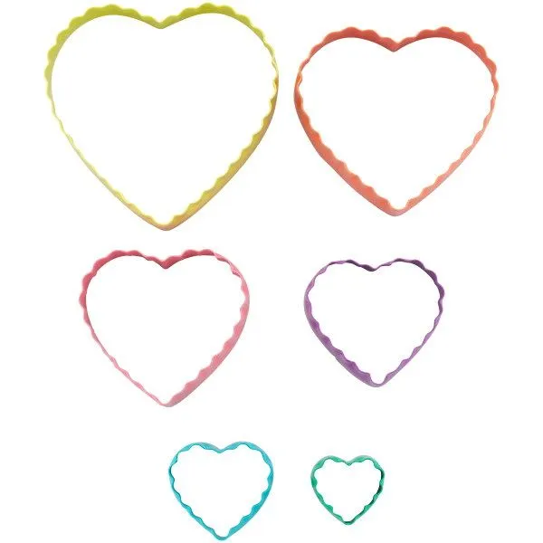 Set X 6 Cortantes - Bordes Lizos Y Rizados - Corazones (Wilton) - Imagen 4