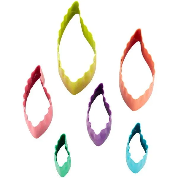 Set X 6 Cortantes - Bordes Lizos Y Rizados - Hojas (Wilton) - Imagen 2