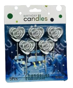 Velas de Flor Plateado x5un